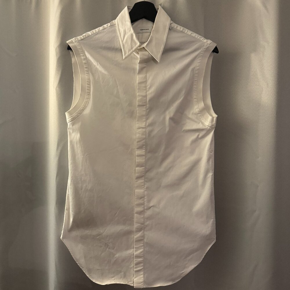 Ferragamo Sleeveless Tuxedo Shirt